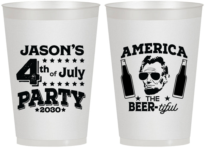Personalized 4th Of July 12 oz Frosted Cups - Bbq Lincoln | 220036