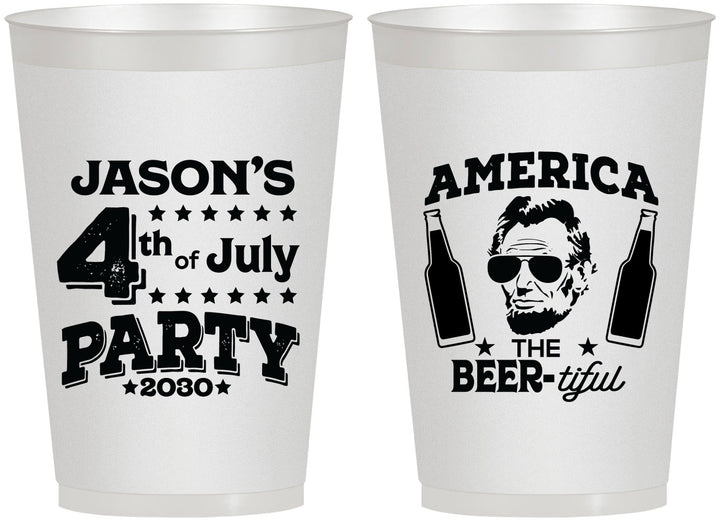 Personalized 4th Of July 12 oz Frosted Cups - Bbq Lincoln | 220036