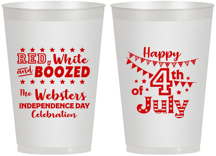 Personalized 4th Of July 12 oz Frosted Cups - Red White Booze | 220042