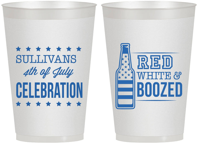 Personalized 4th Of July 12 oz Frosted Cups - Red White Booze | 220043