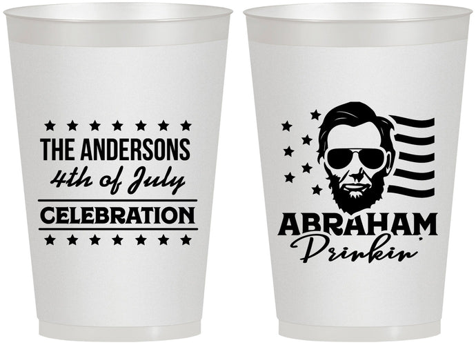 Personalized 4th Of July 12 oz Frosted Cups - Abraham Drinkin | 220044