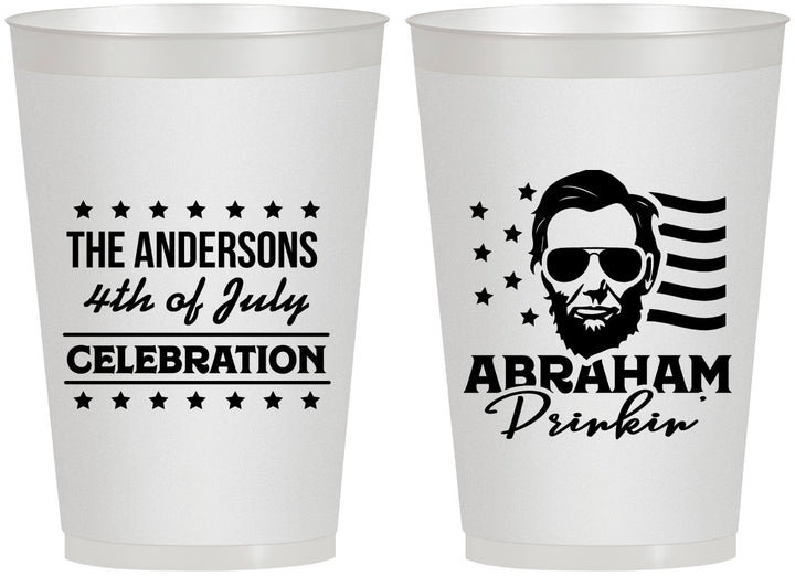 Personalized 4th Of July 12 oz Frosted Cups - Abraham Drinkin | 220044
