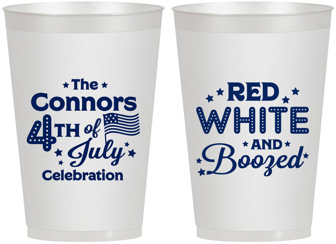 Personalized 4th Of July 12 oz Frosted Cups - Red White Booze | 220045