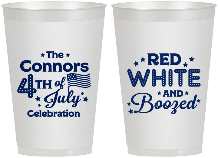 Personalized 4th Of July 12 oz Frosted Cups - Red White Booze | 220045