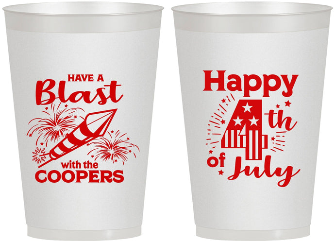Personalized 4th Of July 12 oz Frosted Cups - Fireworks | 220046