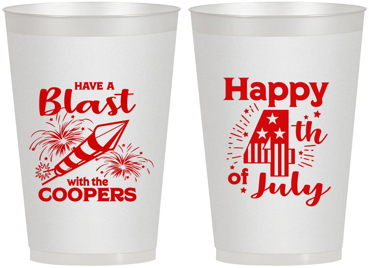 Personalized 4th Of July 12 oz Frosted Cups - Fireworks | 220046
