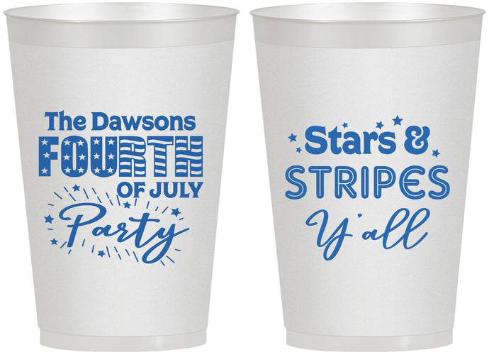 Personalized 4th Of July 12 oz Frosted Cups - Stars Stripes | 220047