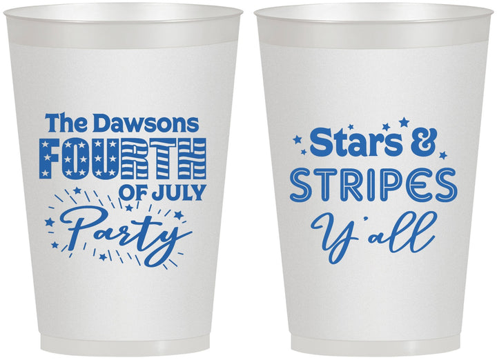 Personalized 4th Of July 12 oz Frosted Cups - Stars Stripes | 220047