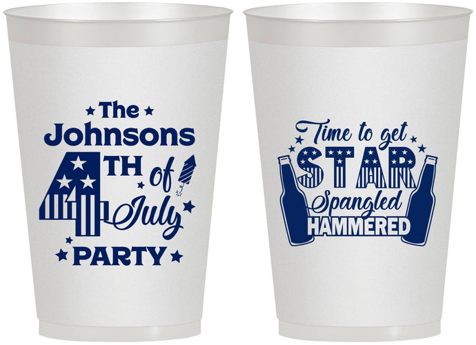 Personalized 4th Of July 12 oz Frosted Cups - Star Spangled Hammered | 220049