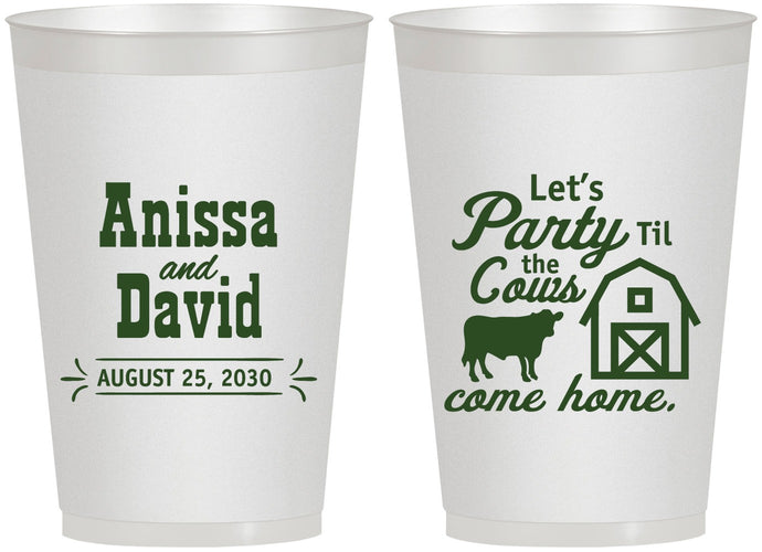 Personalized Wedding 12 oz Frosted Cups - Party Til The Cows Come Home | 222
