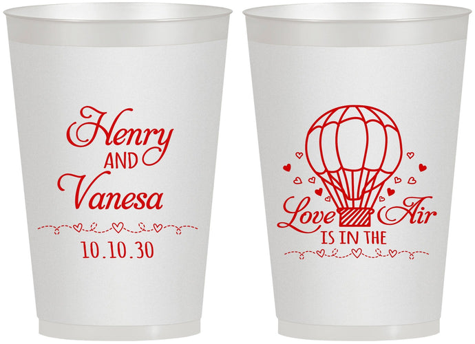 Personalized Wedding 12 oz Frosted Cups - Hot Air Balloon | 225