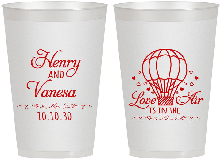 Personalized Wedding 12 oz Frosted Cups - Hot Air Balloon | 225