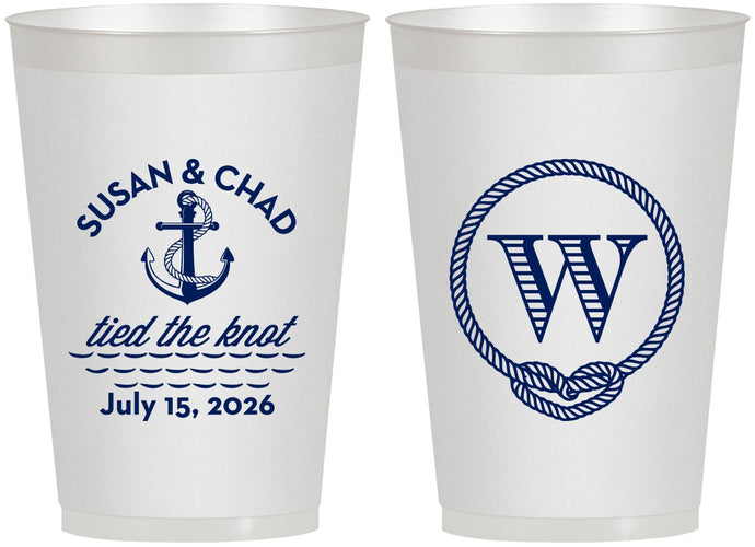 Personalized Wedding 12 oz Frosted Cups - Monogram Nautical | 226