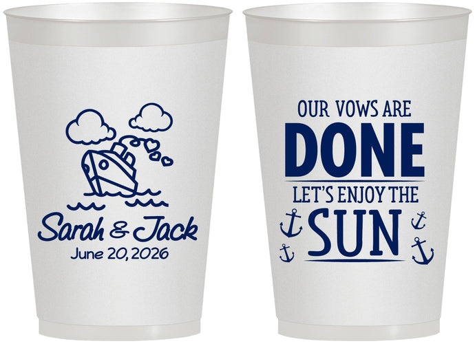 Personalized Wedding 12 oz Frosted Cups - Vows Are Done Cruise | 229
