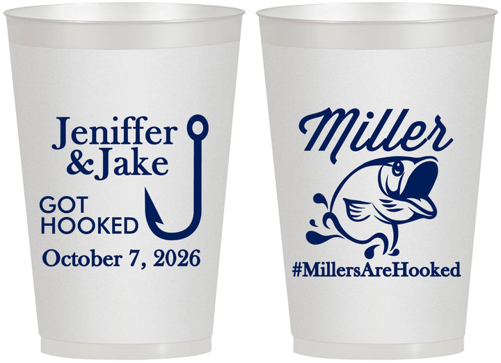 Personalized Wedding 12 oz Frosted Cups - Got Hook Fish | 230