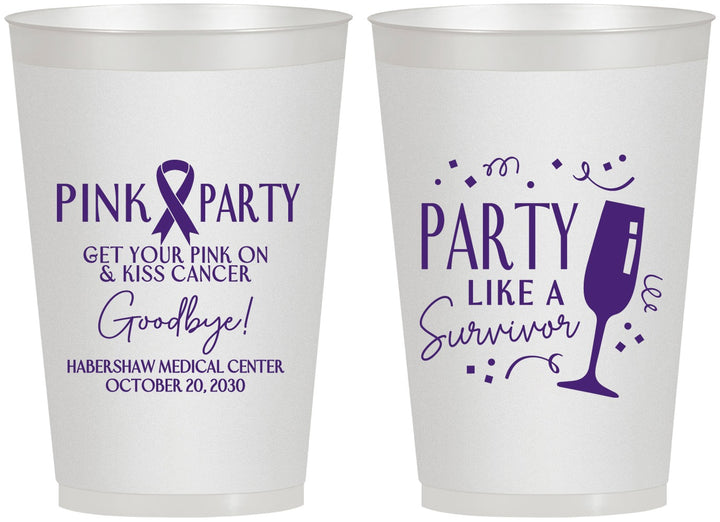 Personalized Awareness 12 oz Frosted Cups - Pink Party | 230000