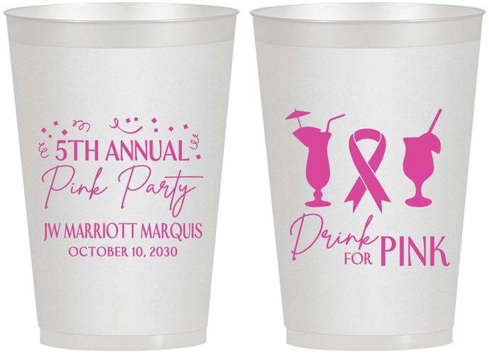 Personalized Awareness 12 oz Frosted Cups - Drink For Pink | 230001