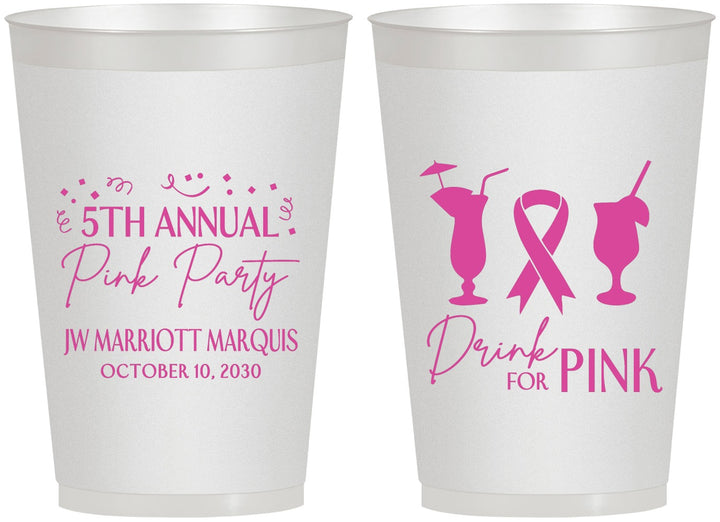 Personalized Awareness 12 oz Frosted Cups - Drink For Pink | 230001