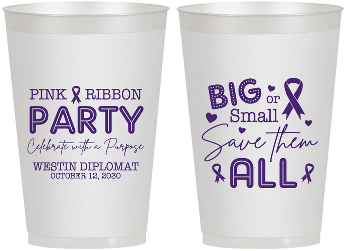 Personalized Awareness 12 oz Frosted Cups - Pink Ribbon | 230004