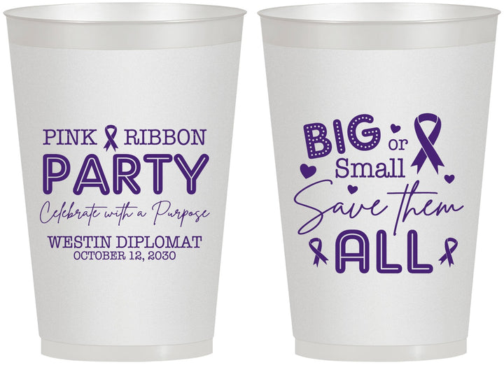 Personalized Awareness 12 oz Frosted Cups - Pink Ribbon | 230004