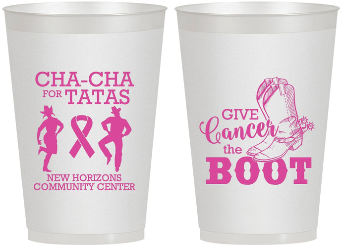 Personalized Awareness 12 oz Frosted Cups - Give Cancer A Boot | 230011
