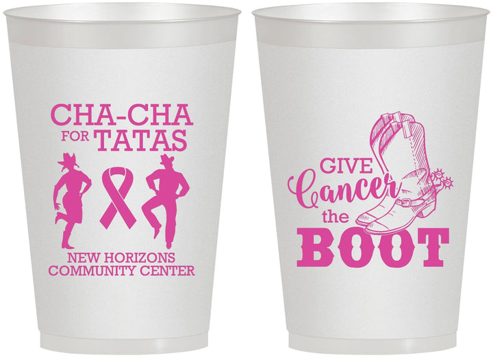 Personalized Awareness 12 oz Frosted Cups - Give Cancer A Boot | 230011