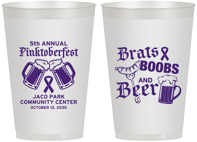Personalized Awareness 12 oz Frosted Cups - Brats Boobs Beer | 230012