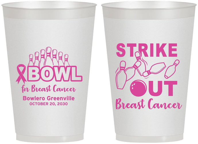 Personalized Awareness 12 oz Frosted Cups - Bowling Strike Out | 230015