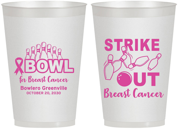 Personalized Awareness 12 oz Frosted Cups - Bowling Strike Out | 230015