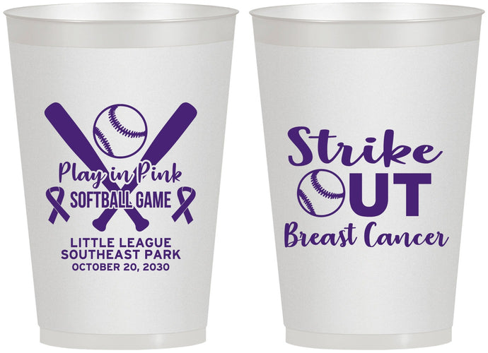 Personalized Awareness 12 oz Frosted Cups - Baseball Strick Out | 230016