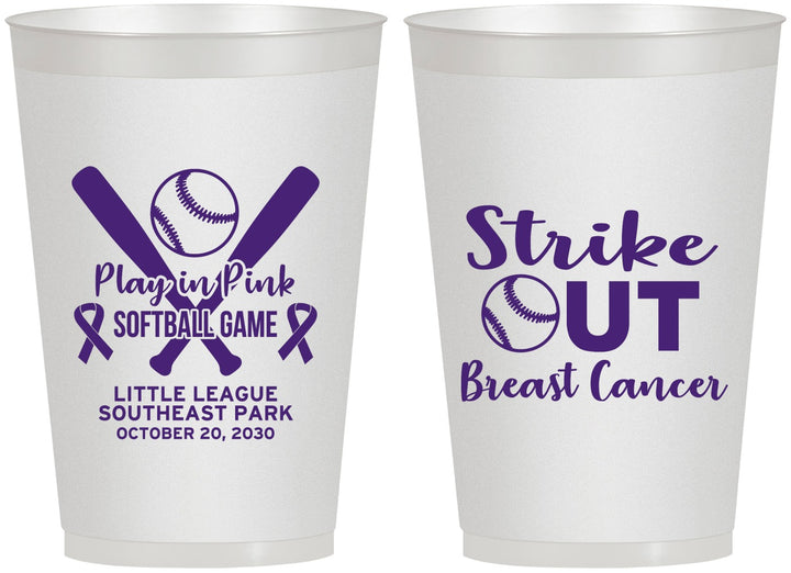 Personalized Awareness 12 oz Frosted Cups - Baseball Strick Out | 230016