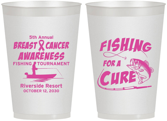 Personalized Awareness 12 oz Frosted Cups - Fishing For A Cure | 230018