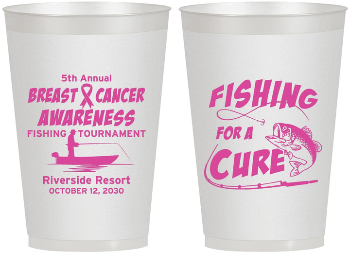 Personalized Awareness 12 oz Frosted Cups - Fishing For A Cure | 230018