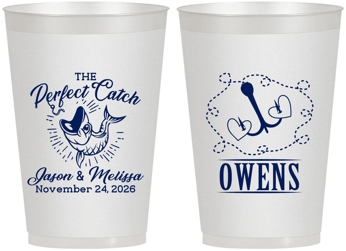Personalized Wedding 12 oz Frosted Cups - The Perfect Catch | 232