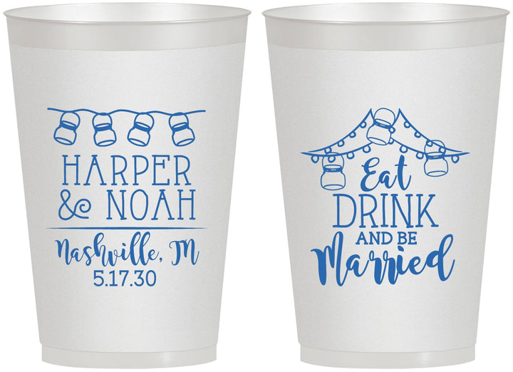 Personalized Wedding 12 oz Frosted Cups - Eat Drink Be Married | 235