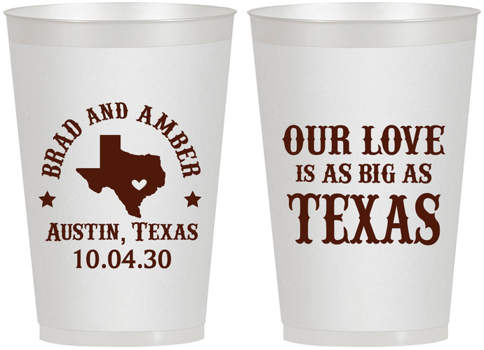 Personalized Wedding 12 oz Frosted Cups - Our Love Is As Big As Texas | 236