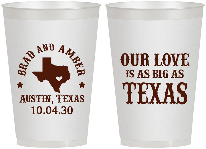 Personalized Wedding 12 oz Frosted Cups - Our Love Is As Big As Texas | 236