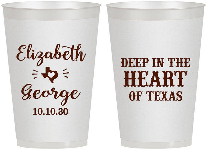 Personalized Wedding 12 oz Frosted Cups - Deep In The Heart Of Texas | 237