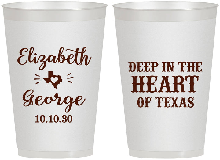 Personalized Wedding 12 oz Frosted Cups - Deep In The Heart Of Texas | 237