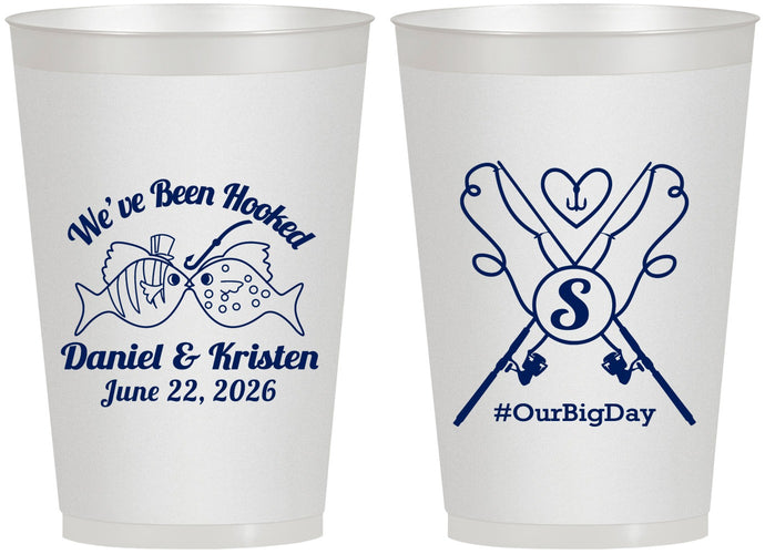 Personalized Wedding 12 oz Frosted Cups - Been Hooked Fishing | 238