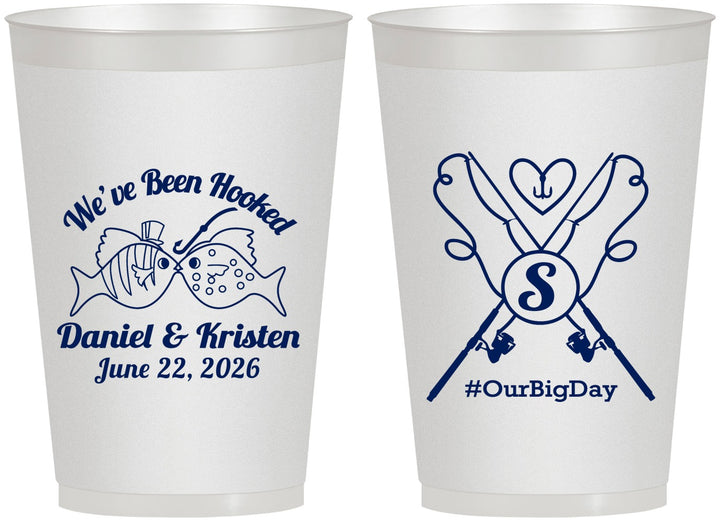 Personalized Wedding 12 oz Frosted Cups - Been Hooked Fishing | 238