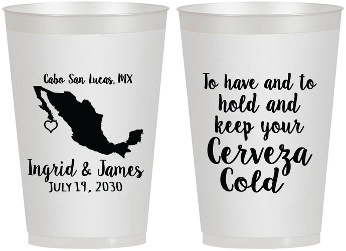 Personalized Wedding 12 oz Frosted Cups - Cerveza Mexico | 240