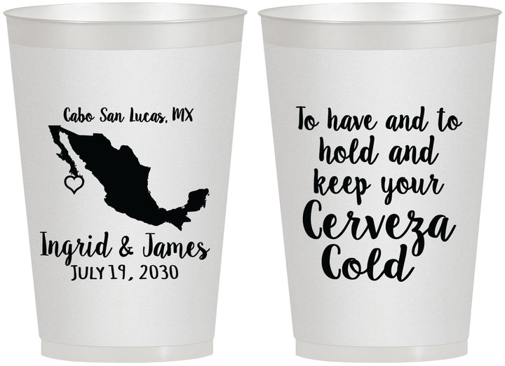 Personalized Wedding 12 oz Frosted Cups - Cerveza Mexico | 240