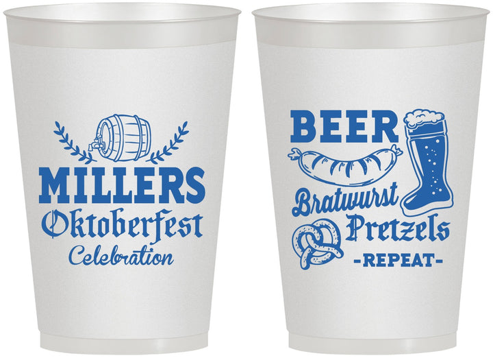 Personalized Oktoberfest 12 oz Frosted Cups - Bratwurst Pretzels | 240007