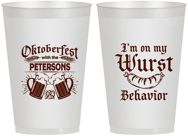 Personalized Oktoberfest 12 oz Frosted Cups - Wurst Behavior | 240010