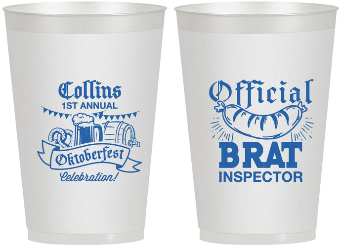 Personalized Oktoberfest 12 oz Frosted Cups - Brat Inspector | 240011