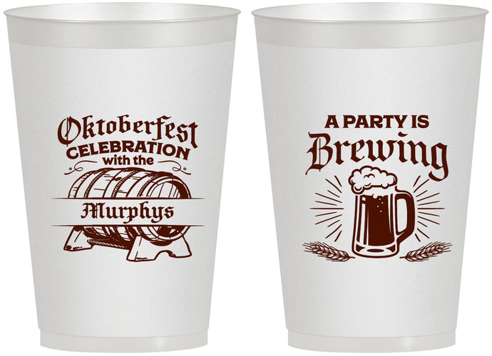 Personalized Oktoberfest 12 oz Frosted Cups - Beer Keg | 240014