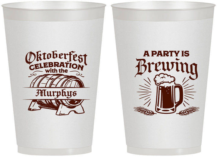 Personalized Oktoberfest 12 oz Frosted Cups - Beer Keg | 240014