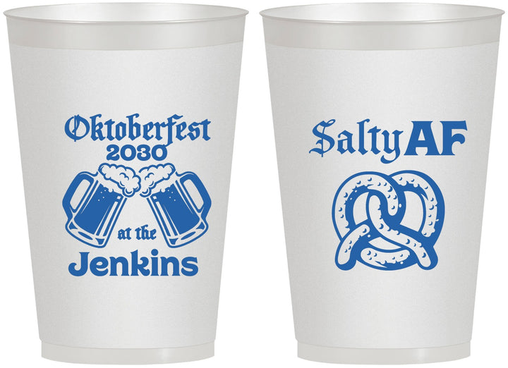 Personalized Oktoberfest 12 oz Frosted Cups - Pretzel Salty Af | 240015