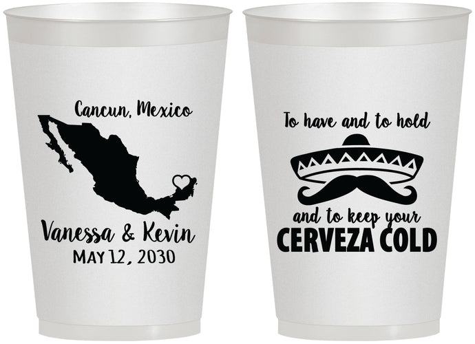 Personalized Wedding 12 oz Frosted Cups - Cerveza Mexico | 241